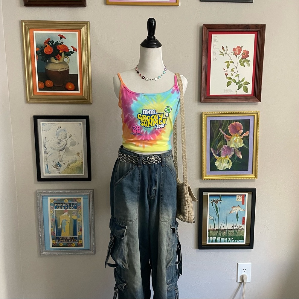 NWT Nascar M&M Groovy Tie Dye Crop Tank Top